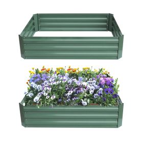 4-ft x 3-ft x 11-inch Raised Garden Bed Planter Box in Green Steel Metal