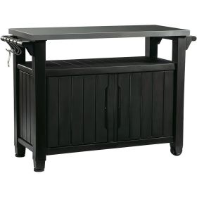 Outdoor Grill Party Bar Serving Cart with Storage in Graphite Grey