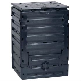 UV-Resistant Black Recycled Plastic Compost Bin with Lid - 79 Gallon