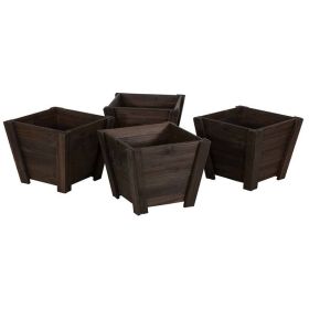 Set of 4 - Small Nursery Style Wooden Garden Planters