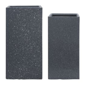 RESIN, S/2 11/13"D SQUARE NESTED PLANTERS, DK GRAY