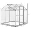 6' L x 6' W Walk-In Polycarbonate Greenhouse with Roof Vent for Ventilation & Rain Gutter;  Hobby Greenhouse for Winter