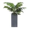 RESIN, S/2 11/13"D SQUARE NESTED PLANTERS, DK GRAY