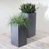 RESIN, S/2 11/13"D SQUARE NESTED PLANTERS, DK GRAY