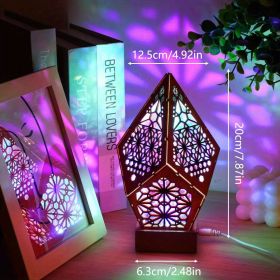 1pc Bohemian Floor Light; Ambient Light; LED Diamond Shaped Star Projection Light; Bedside Night Lamp (Style: Star)